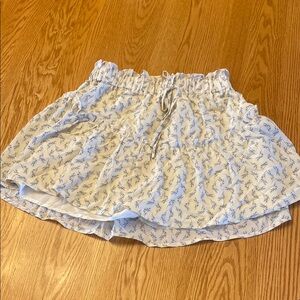 Floral Print Skirt with Blue and White Design